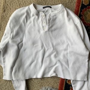 Brandy Melville white waffle Henley